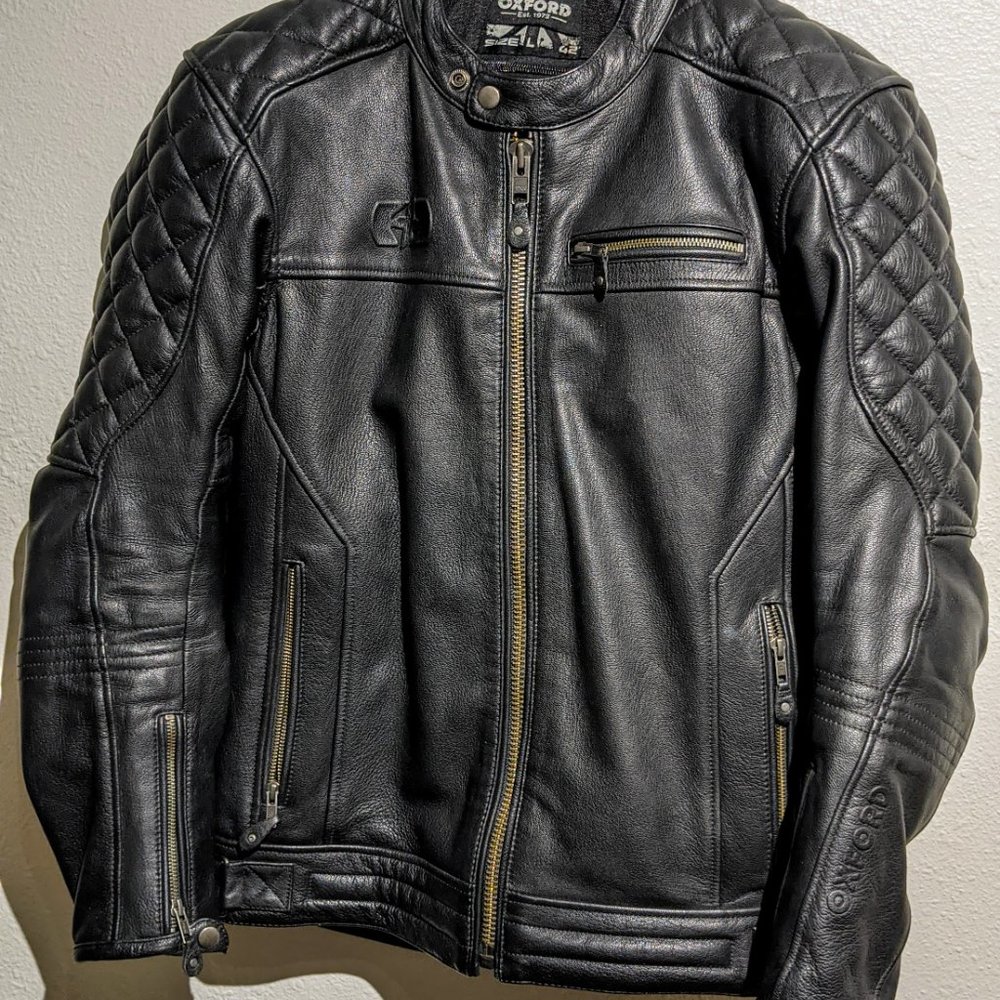 Oxford Men's Route 73 Leather Motorcycle Jacket